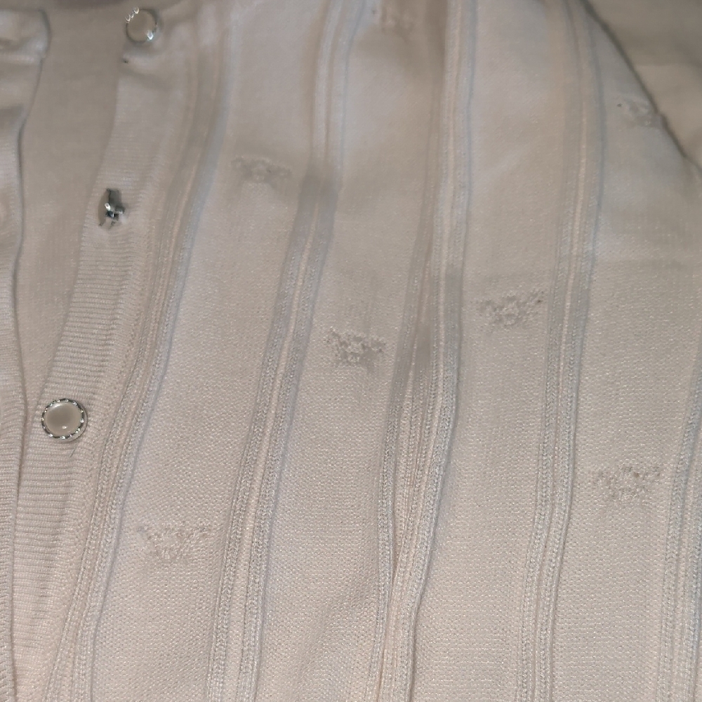 Women's White Ribbed Button-Front Cardigan - Picture 4 of 7